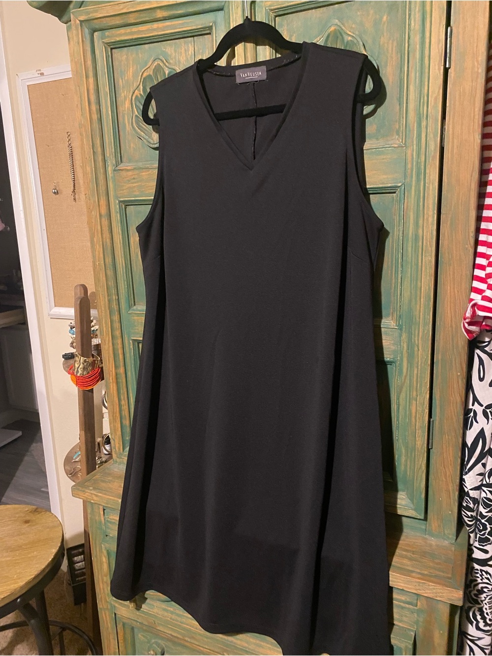 Van Heusen Black Sleeveless V-Neck A-Line Dress